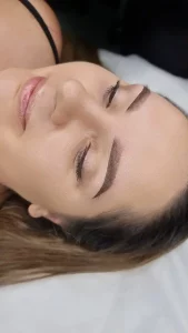 Healed semi permanent brows designed to enhance shape and symmetry, done by getBeauty in Cambridge