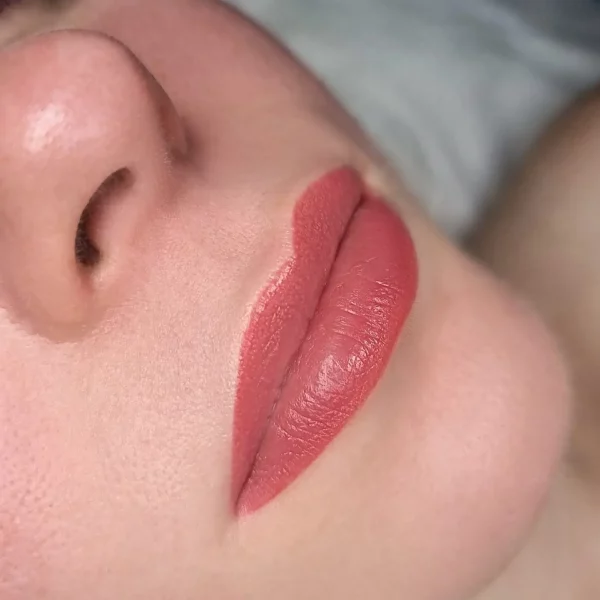 Natural-looking lip blush result from semi permanent makeup in Cambridge